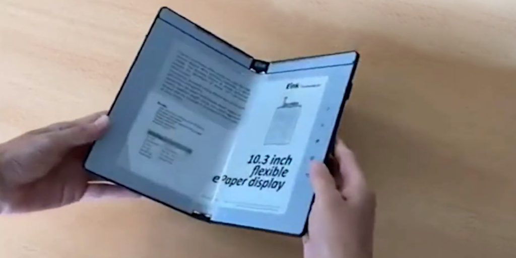 Faltbares Display Dieser EBookReader kommt im klassischen BuchFormat