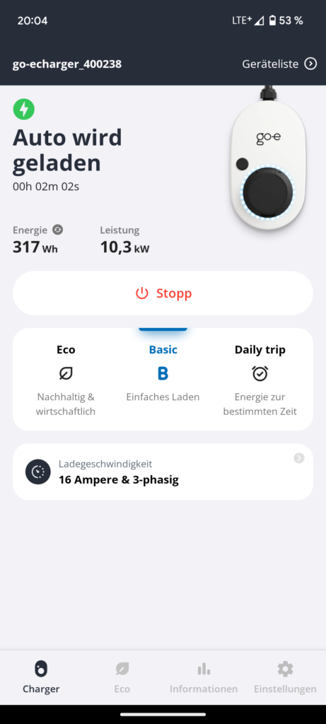 Die Startseite der App