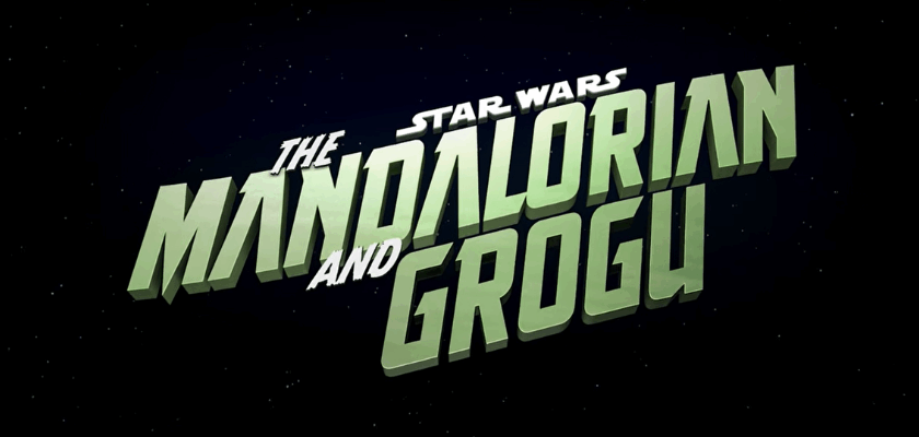 **Alt-Text:** Logo von *Star Wars: The Mandalorian and Grogu* vor dunklem Sternenhimmel-Hintergrund.
