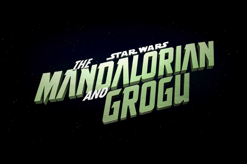 **Alt-Text:** Logo von *Star Wars: The Mandalorian and Grogu* vor dunklem Sternenhimmel-Hintergrund.