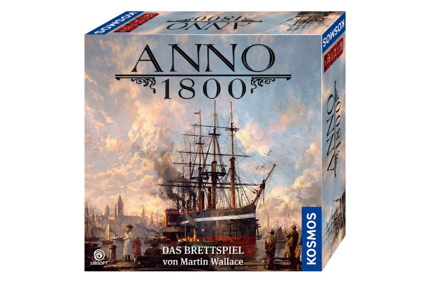 Abbildung des Aufbaustrategiespiels "Anno 1800" in der Spielverpackung.