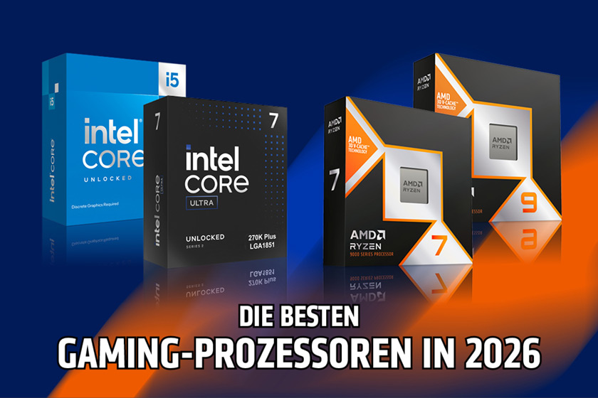 Abbildung verschiedener Intel-Core- und AMD-Ryzen-Prozessoren für den Gaming-CPU-Ratgeber 2026.
