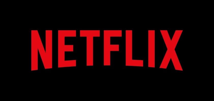Netflix-Logo in klassisch roter Schrift auf schwarzem Hintergrund.