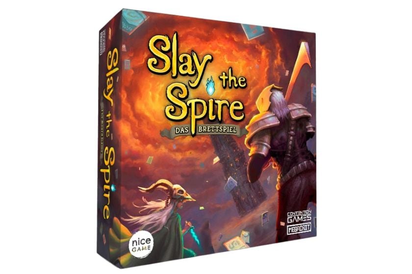 Abbildung des Brettspiels "Slay the Spire" in seiner Spieleverpackung.