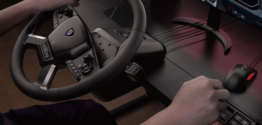 HORI Force Feedback Truck Control System mit Lenkrad und Bedienelementen